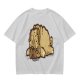 Olive Green T-Shirt With Cartoon Droopy Pug Graphic Print