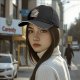 Black baseball cap with cute slow foods themed cartoon print