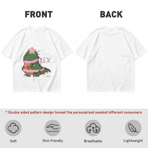 Olive T-shirt with Christmas T-Rex Dinosaur Graphic