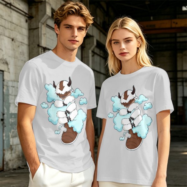 Olive Green T-Shirt With Sleeping Sky Bison On Clouds Print