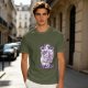 Olive t-shirt with a cute unicorn holding an axe and the text I will cut you into pieces