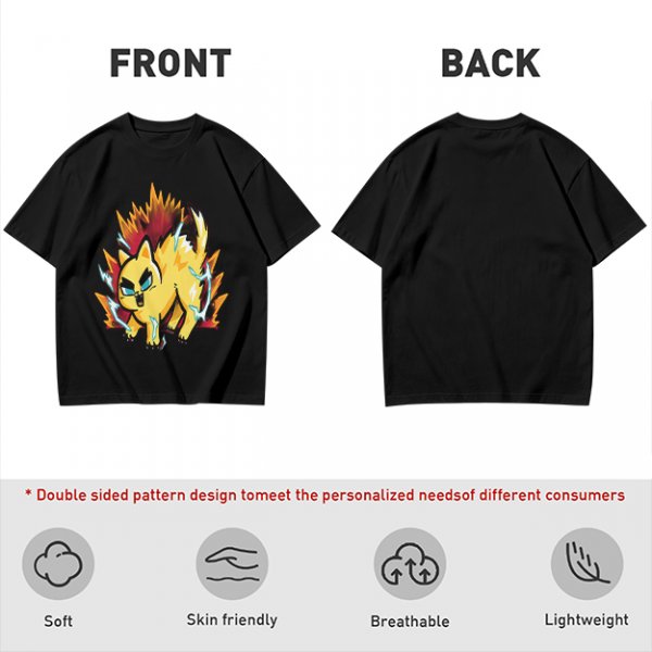 Olive T-Shirt With Super Saiyan Style Electric Cat Graphic