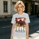 Olive T-Shirt With Anime Characters Crossing Burning Street Print