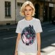 Olive T-Shirt with Yin Yang Dragon Floral Sun Moon Art