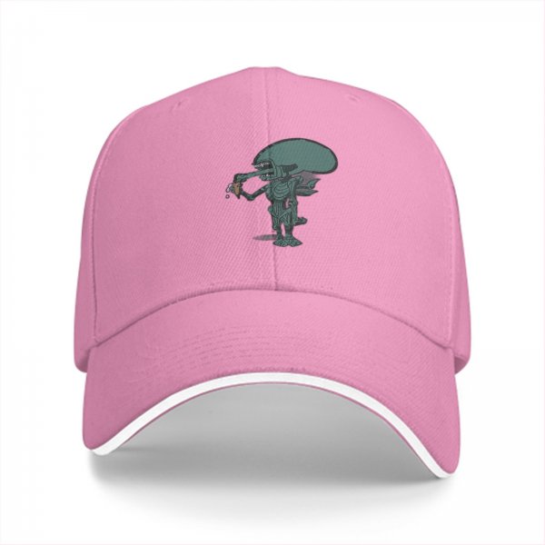Black Baseball Cap With Alien Holding Drink Graphic