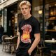 Olive T-Shirt With Calcifire Bacon Fire Graphic Print