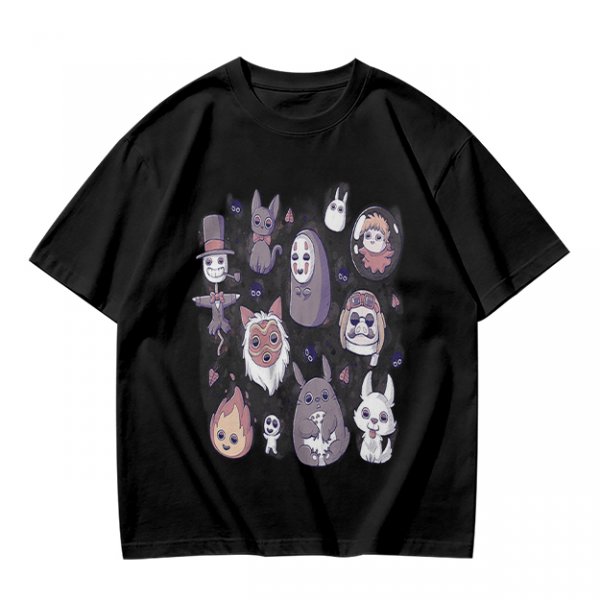 Olive T-Shirt With Cute Studio Ghibli Character Print