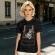 Olive Green T-Shirt With Cat In Armchair Graphic Print