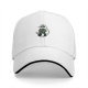 Black baseball cap with cute raccoon holding a decorated Christmas tree