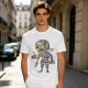 Olive T-Shirt With Cute Mummy Holding Hot Coffee Print