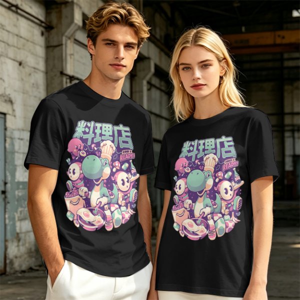 Olive t-shirt with dinosaur chef and cute character cooking graphic