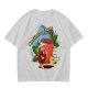 Olive green graphic t-shirt with caffeine team coffee cup and bean illustration