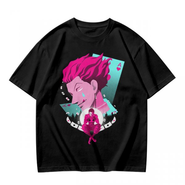 Olive T-shirt with Hisoka Anime Character and Ace of Hearts Print