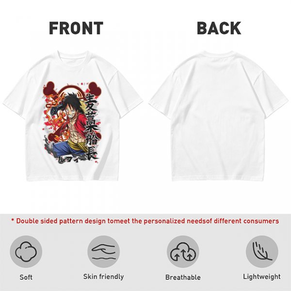 One Piece Monkey D. Luffy Graphic Print Olive T-Shirt