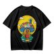 Olive T-Shirt with Trippy Mushroom House Graphic Design