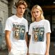 Olive T-Shirt With Grumpy Tabby Cat And Retro Cell Phone Print