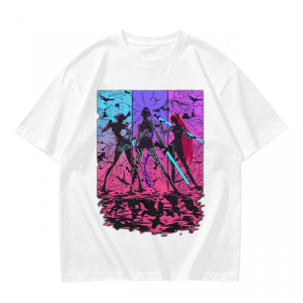 Olive T-Shirt With Neon Cyberpunk Warrior Women Graphic