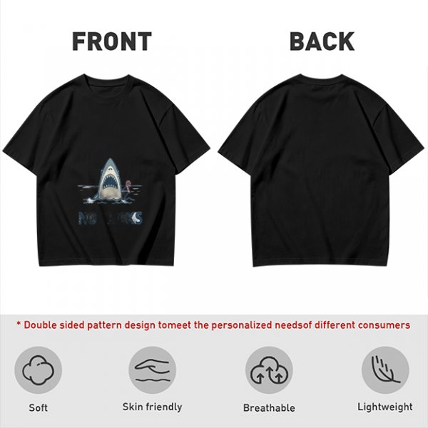 Olive T-shirt with Shark Holding Candy Cane and No Tricks Text