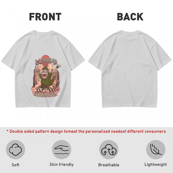 Olive T-shirt with parody monster anime graphic print