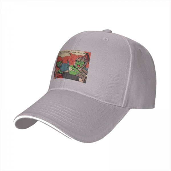 Baseball cap with Thor and Hulk comic panel print