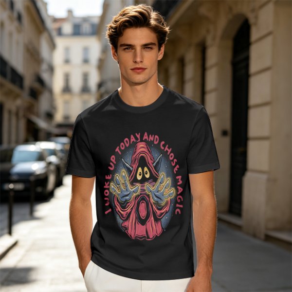 Olive T-Shirt With Wizard Artwork And 'I Woke Up Today And Chose Magic' Text
