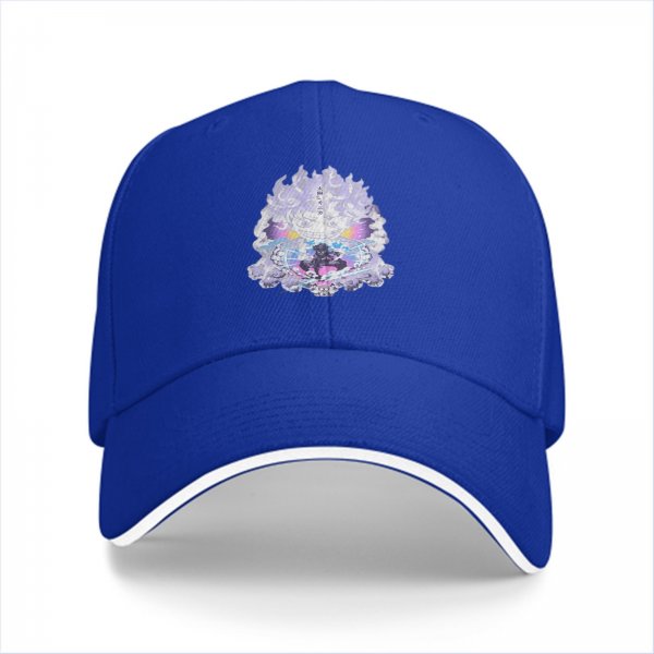 Black Baseball Cap With Anime Themed Graphic Print