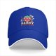 Black baseball cap with 'Berry Stressed' crying strawberry graphic