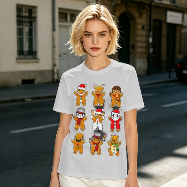Olive Christmas Gingerbread Character Graphic T-Shirt