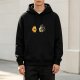 Black hoodie with cute fire and smoke creature graphic