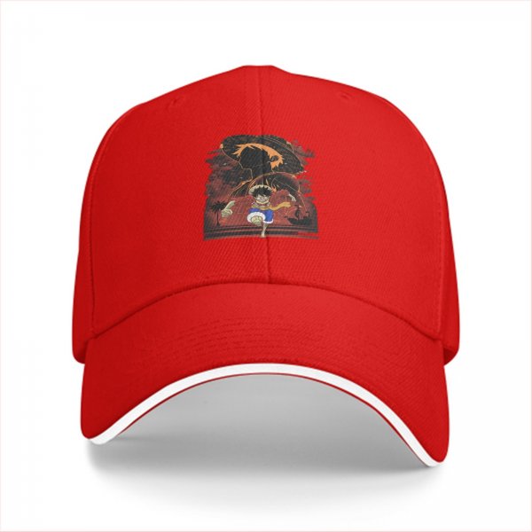 Black Baseball Cap with One Piece Luffy Straw Hat Anime Print