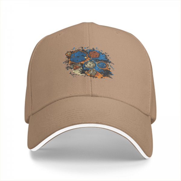 Black Baseball Cap With Fantasy Dice Splash Art Design