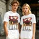 Olive T-Shirt With Anime Characters Crossing Burning Street Print