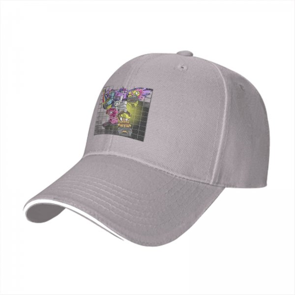 Black Baseball Cap with Robot Pony Mashup Graphic Print