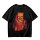 Olive T-Shirt With Nerdy Ginger Cat Reading Book Print