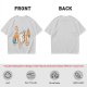 Olive T-Shirt With Playful Orange Cat Illustrations