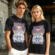 Olive green t-shirt with stained glass style forest spirit anime artwork