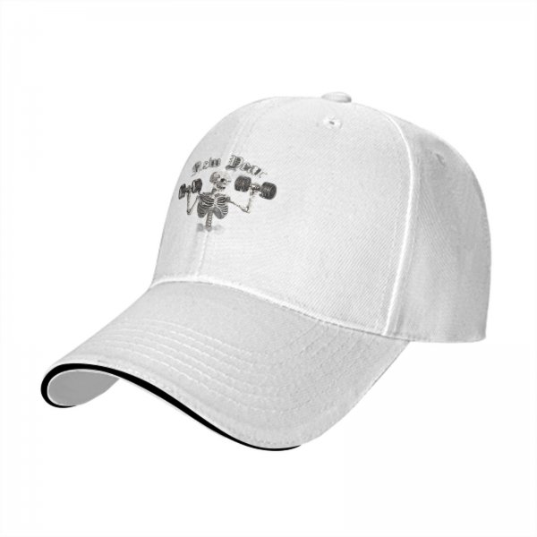 New Year Skeleton Lifting Dumbbells Black Baseball Cap