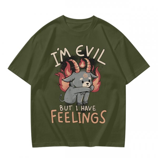 I'm Evil But I Have Feelings Cute Demon Goat Graphic T-Shirt