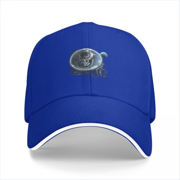 Black Baseball Cap With Cosmic Fetus In Bubble Graphic Design