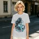 Olive T-shirt with Waterbender Character and Wave Art Print