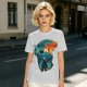 Olive green t-shirt with fantasy warrior silhouette graphic
