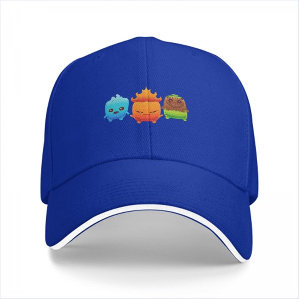 Black baseball cap with cute elemental creature graphic