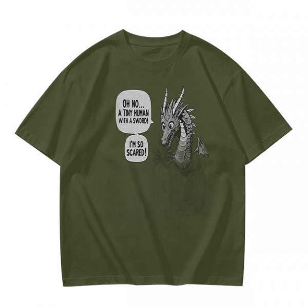 Olive Dragon Funny Sword Joke Graphic T-Shirt
