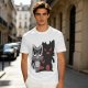 Olive T-Shirt With Cute Raccoon And Shadow Monster Graphic