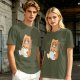 Olive T-Shirt With Cute Hamster In Paper Bag Print