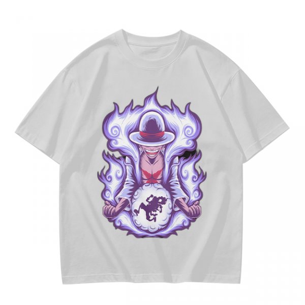 Anime Gear 5 Character Graphic Print Olive T-Shirt