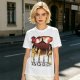 Olive T-Shirt With Anime Characters Crossing Burning Street Print