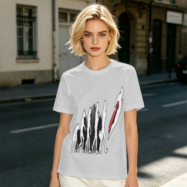 Olive T-Shirt With Evolutionary Human Silhouette Print