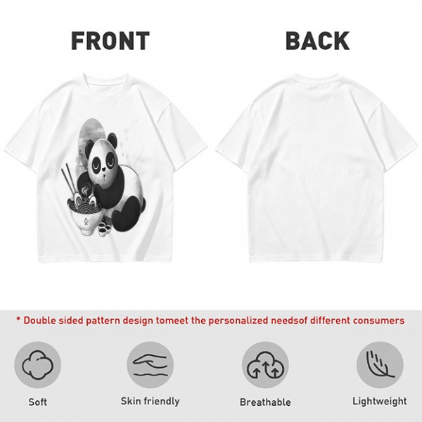 Olive T-Shirt With Panda Eating Ramen Graphic Print