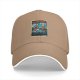 Black baseball cap with Stranger & Hobbs Upside Down Adventures graphic print